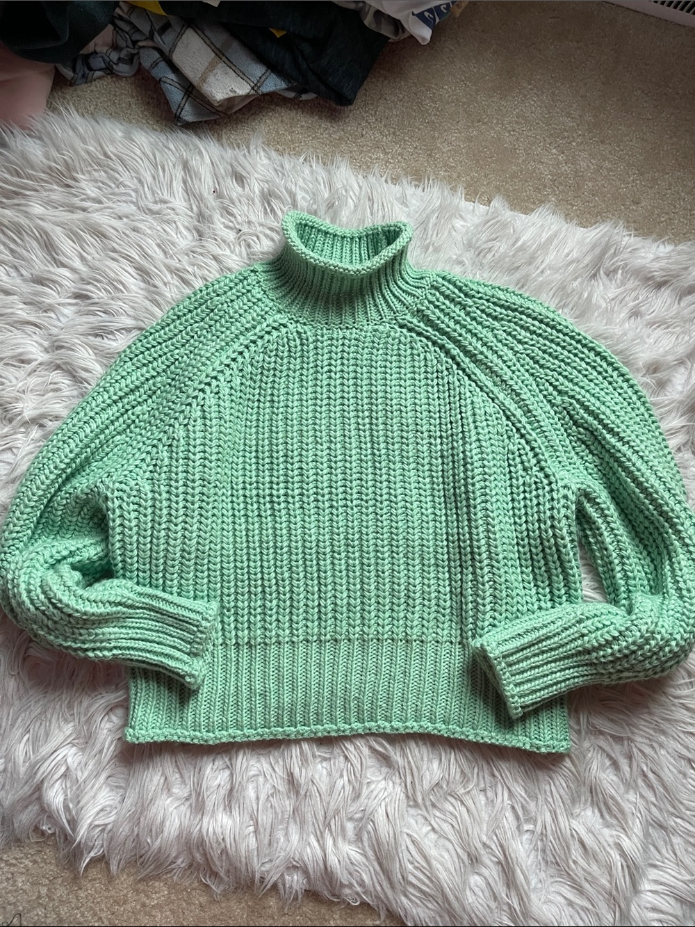 H&M Mint Green Chunky Turtleneck Sweater